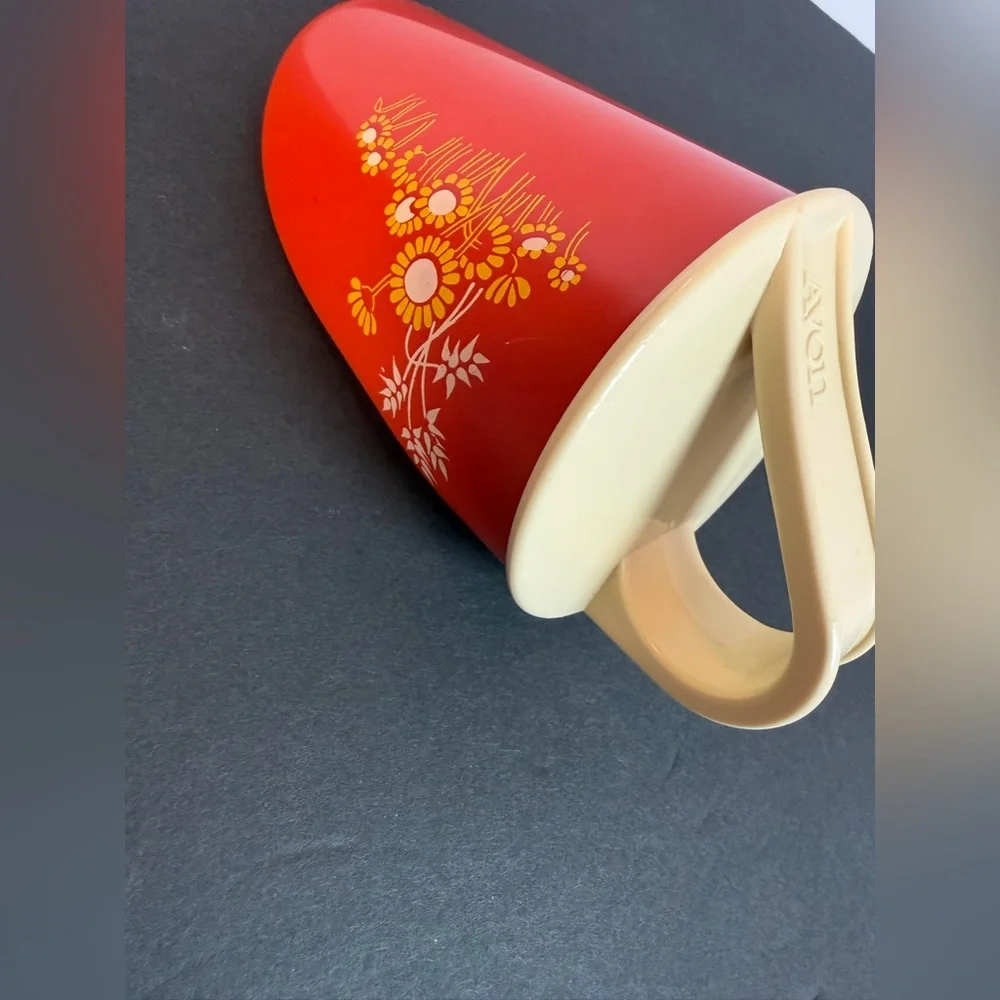 Vintage 1972 Avon 6 oz  Flour Scoop Burnt Orange with flower pattern